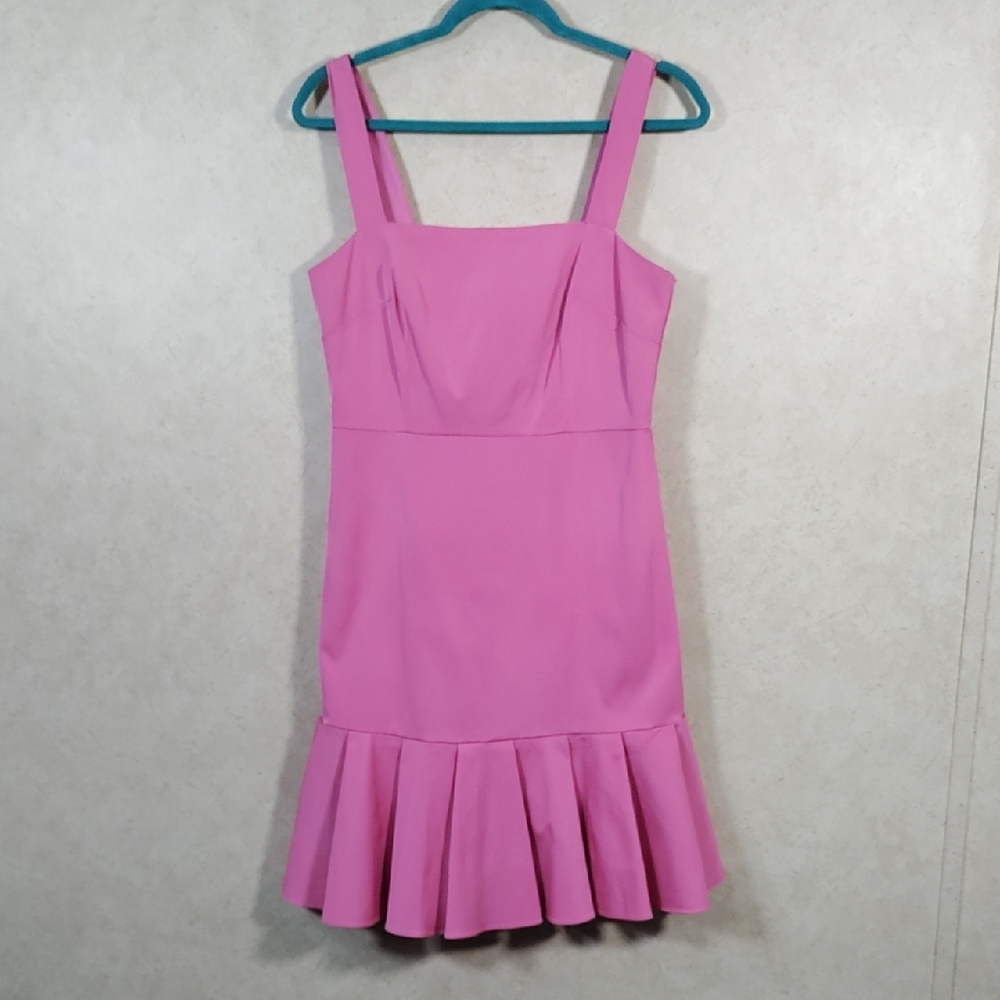 H166 J. Crew pink sleeveless dress with pleated hem 8 NWT